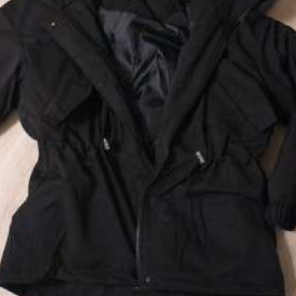 Contemporary Drawstring Waist Parka Winter Coat Black - Picture 8 of 9